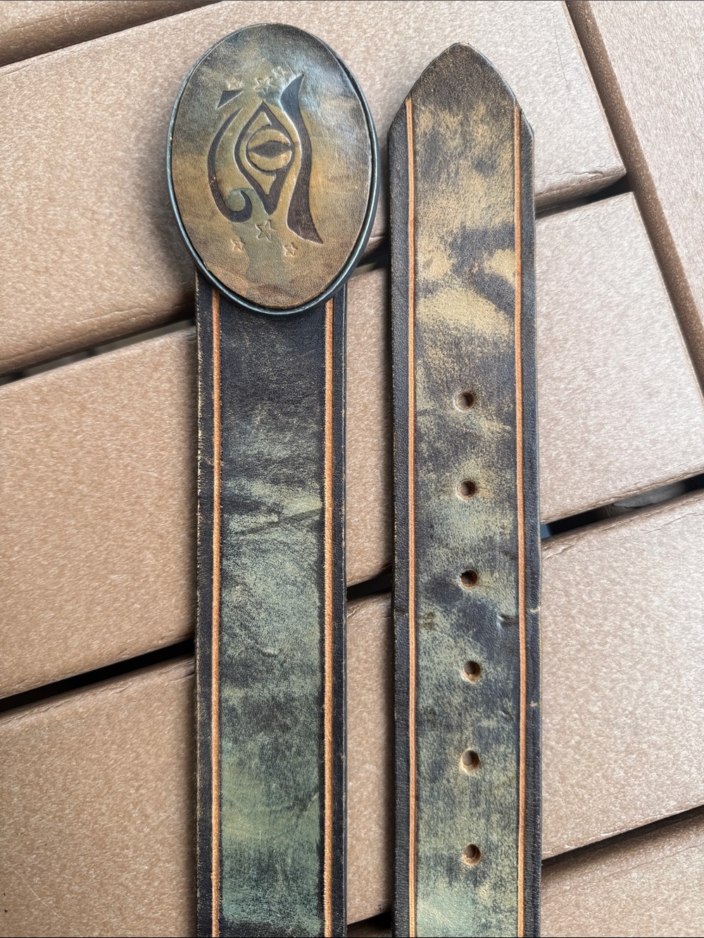 Salvatori Eye of Horus Leather Hand Tooled & Painted Belt